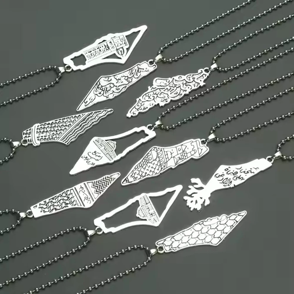 Palestine Map Flag Pendant Necklace Stainless Steel Necklaces Jewelry Gifts  for Men Women