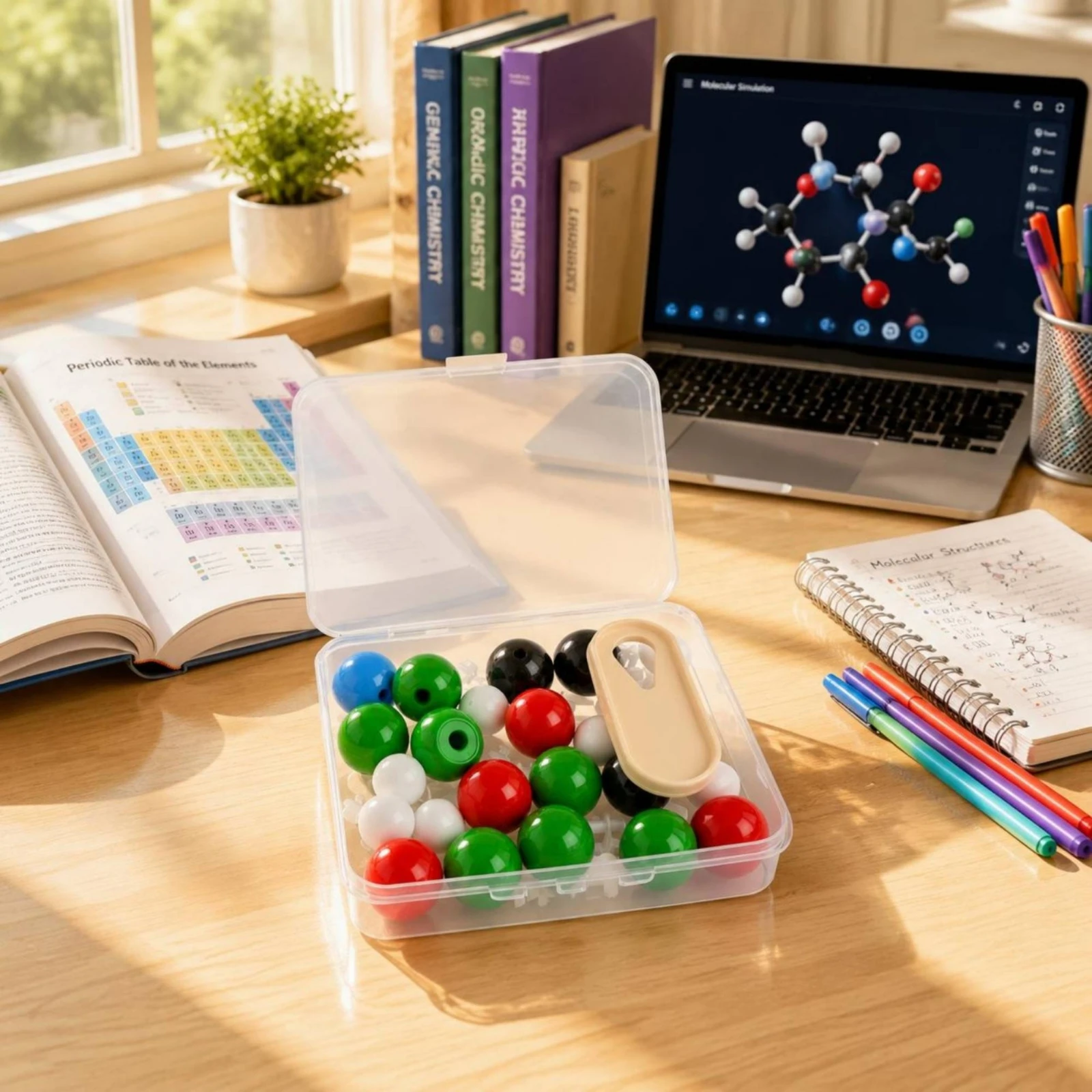 

Atomic Structure Model Kit Fitted Lid Ball-and-Stick Model Kit Atom and Link Set Snapinterlocking School Supply Straight Rods