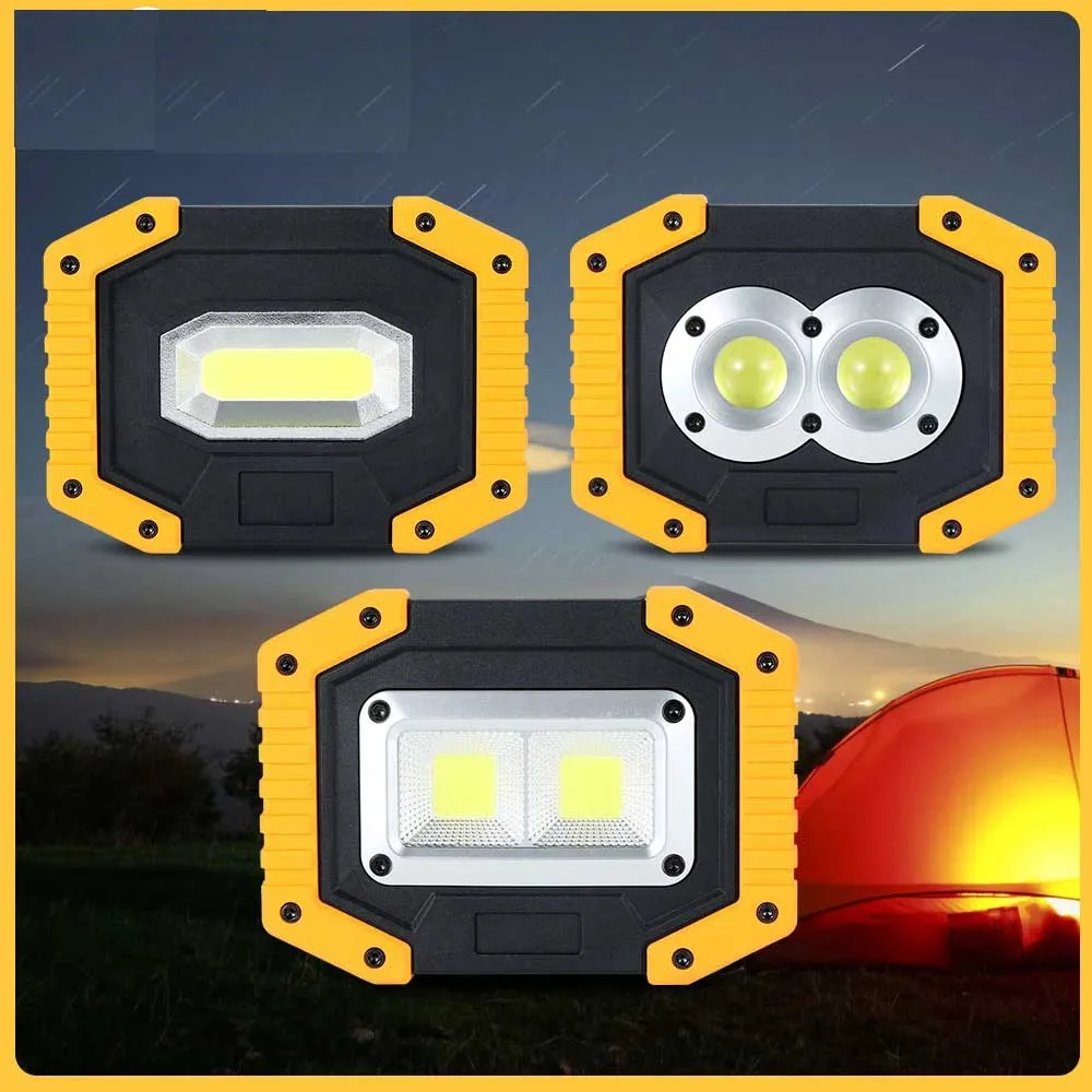 Rechargeable LED Work Light COB 30W Portable Waterproof For Outdoor Camping Hiking Car Repairing And Job Site Lighting