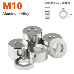 M10 Aluminum Bushing Washer Spacer Unthreaded Round Hollow Standoff Gasket Sleeve Length 1.5 2 2.5 3 4 5 6 8 10 12 15 20 25 30mm