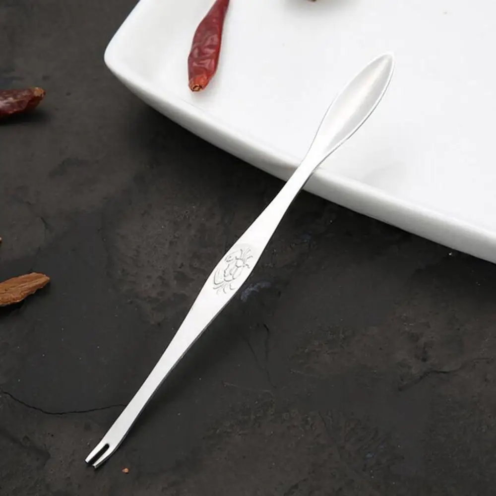 304 Stainless Steel Thin Multi-Use Double Headed Fruit Fork Seafood Utensils Crab Fork Lobster Spoons Crab Picking Tools