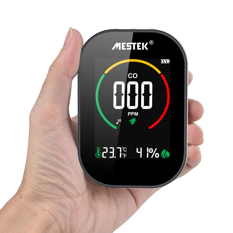 CO Gas Meter Real Time Monitoring Double Alarm Indoor Envirnomental Air Quality Detector Temperature Humidity Detection