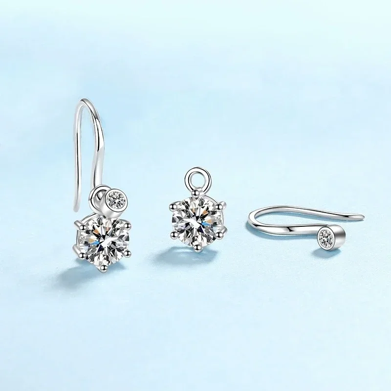 Women Platinum Pt950 Six claw ear hook 1.12/2.12CT Moissanite Diamond Wedding Drop Earrings Birthday Gift Wife Valentine's Day