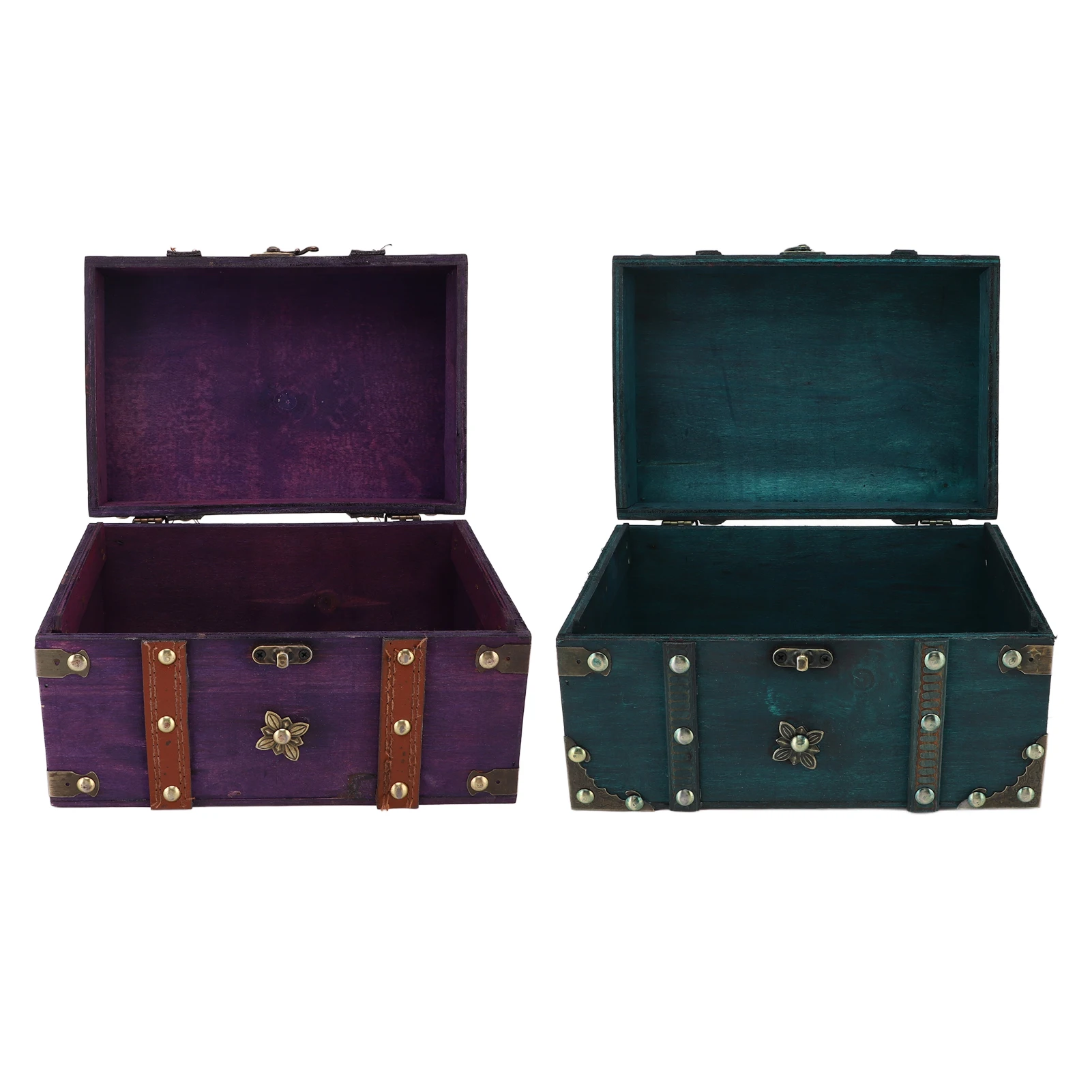 Caja de Cofre del Tesoro Vintage, caja de almacenamiento de joyería Retro de madera, Cofre del Tesoro decorativo para decoración del hogar y el dormitorio