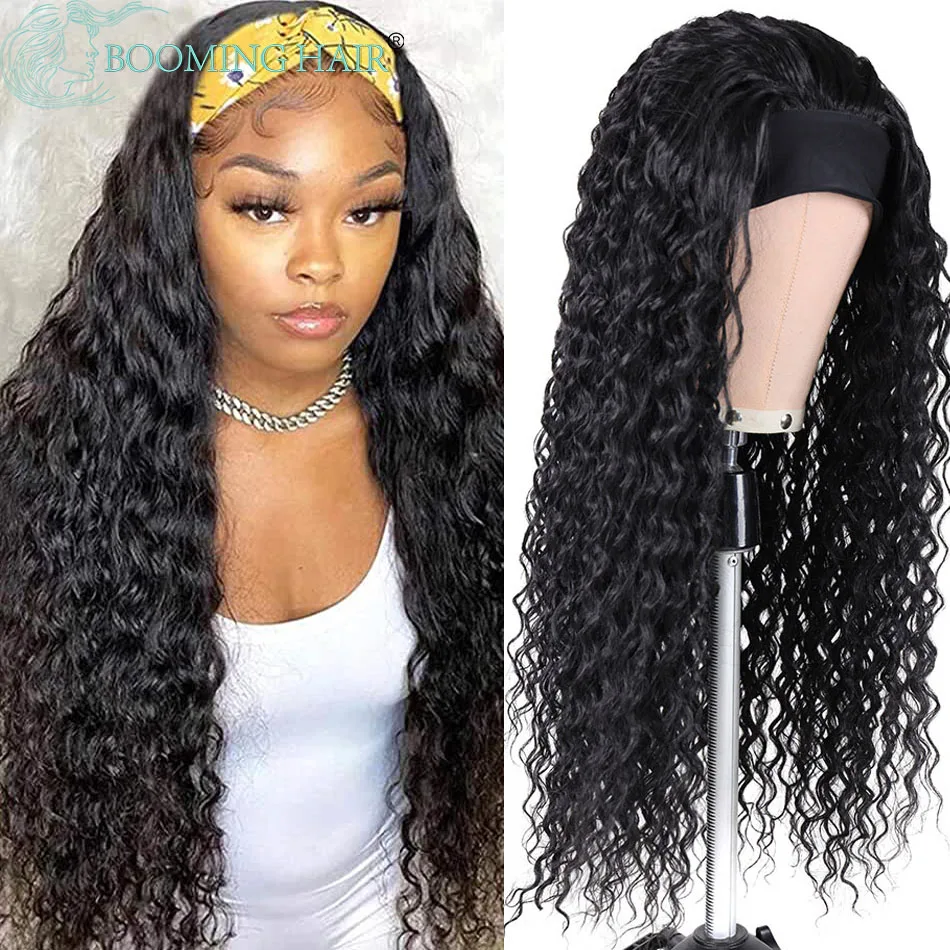 Long Curly Headband Perucas para Mulheres Negras, Cabelo Ondulado Kinky, Onda De Água, Glueless, Sintético, Máquina, Soku, 28\