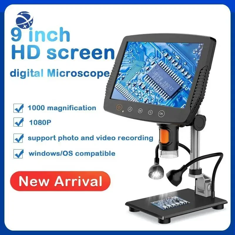 New 9 Inch HD LCD Display Screen microscopio Electronic Monocular Digital Microscope with LCD Screen for Mobile Phone Repair