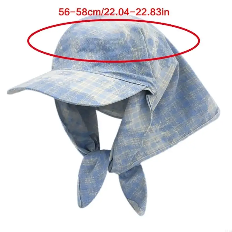 Plaids مصبوغة ربط قبعة البيسبول القطن القطن الحجم قابلة للتعديل تصميم القبعة رأس الحجاب للنساء النشاط في الهواء الطلق 6xda