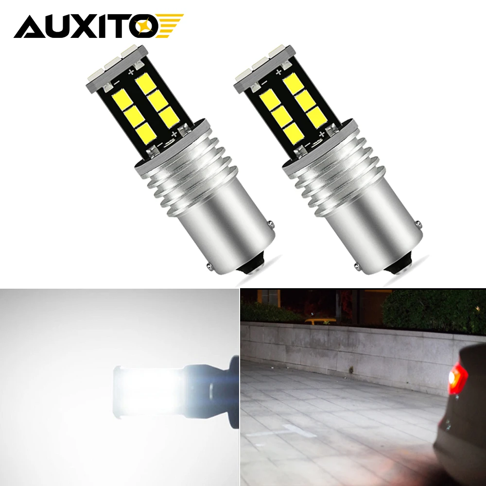 

AUXITO 2 шт. 1156 BA15S LED лампы Canbus P21W для автомобиля, без ошибок, белые, дневные ходовые огни, габаритные огни, задний ход, автомобильные лампы 12В