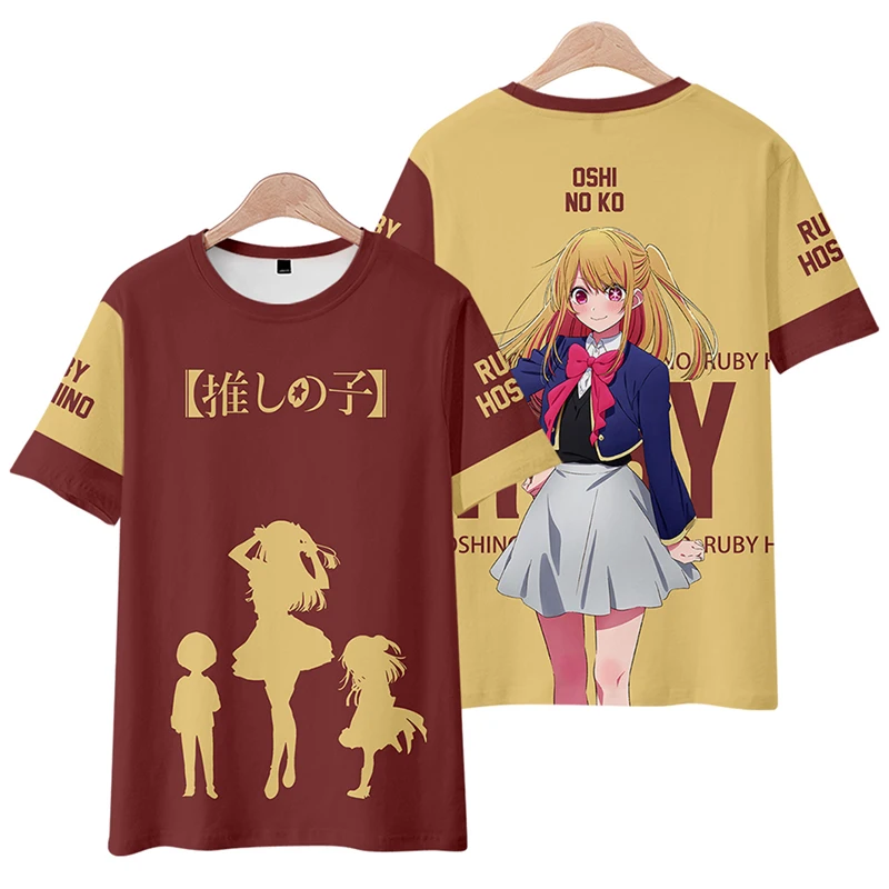 Camisetas de manga curta com o pescoço masculino e feminino, fantasia de Cosplay Anime, camiseta casual OSHI NO KO Hoshino, meninos e meninas