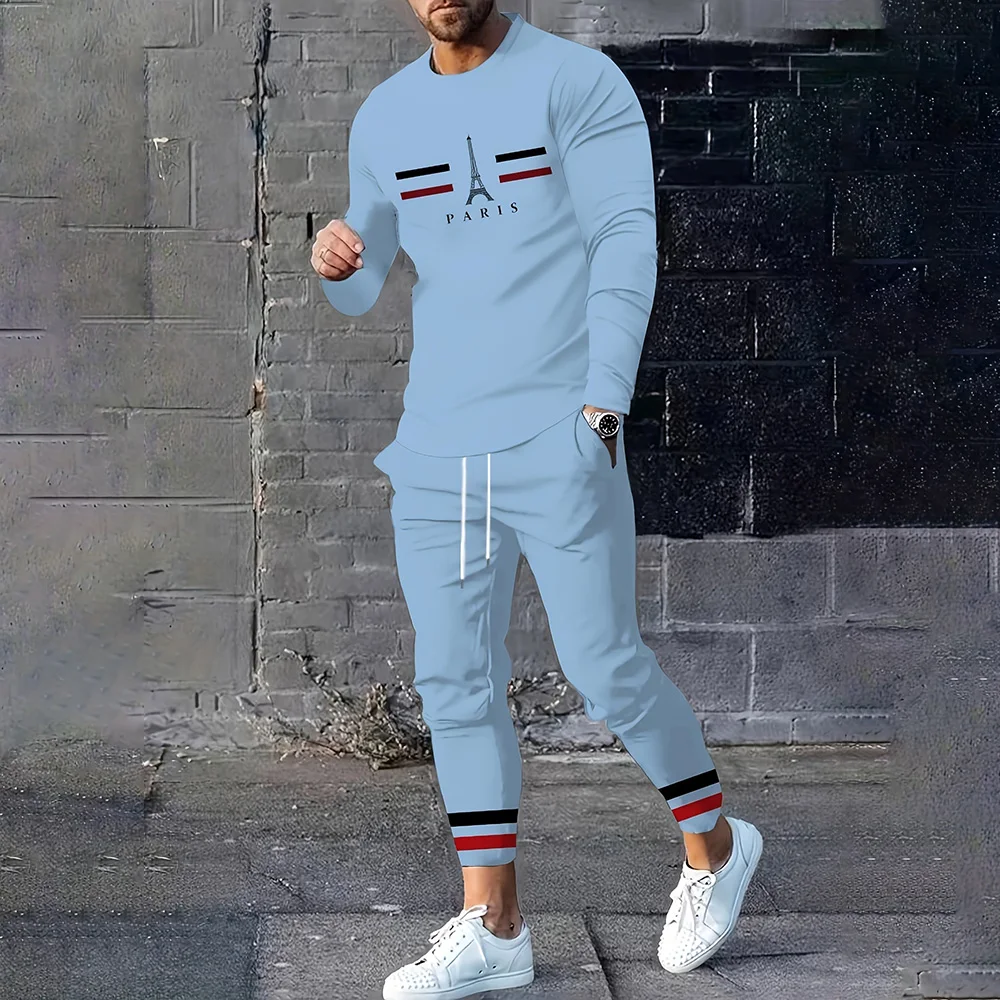 2025 New Men's Trend Street Sports Two-piece Set Handsome Comfortable Fashion Top Pants Casual Lightweight Soft Two-piece Set