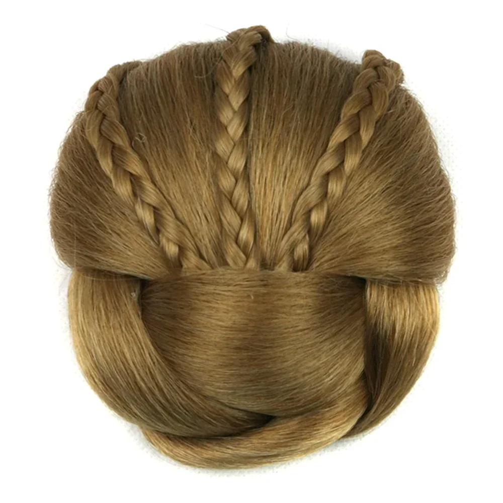 Rolos trançados sintéticos do cabelo do Chignon para mulheres, grampo no pão do cabelo, Hairpiece do donut, Headwear acessórios