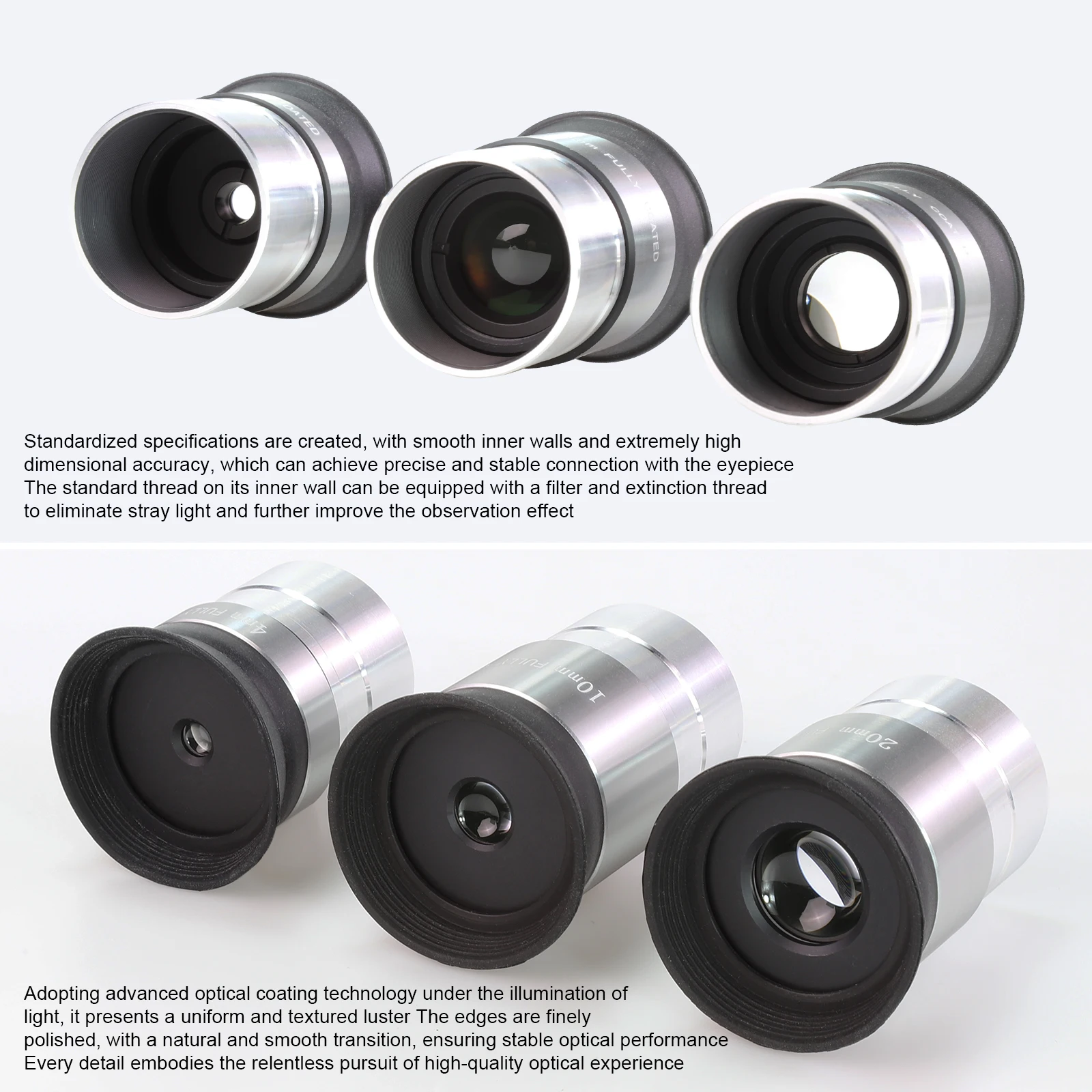 Datyson 1.25 Inch Eyepiece Fully Coated Optical Glass 4mm,10mm,20mm Astronomical Telescope Accessory Metal lens