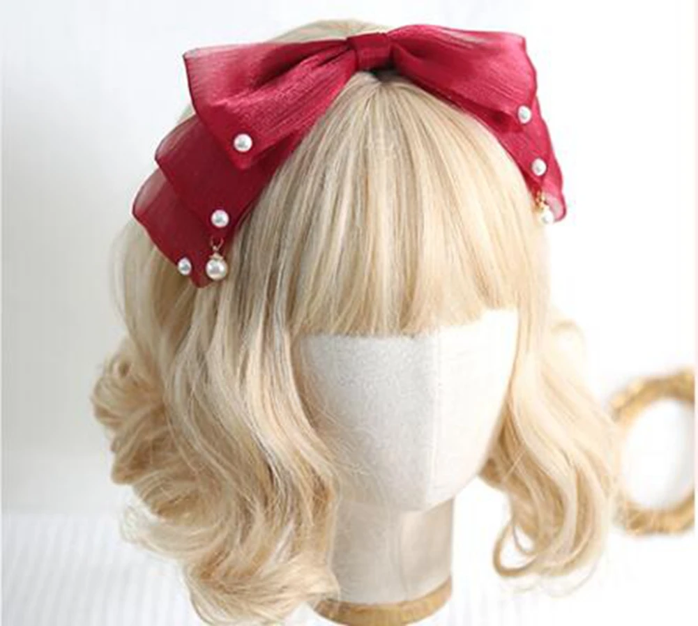 Ikat Kepala Mutiara Pita Mutiara Manis Aksesori Rambut Wanita Hiasan Kepala Lolita