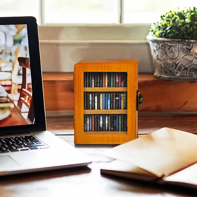 ABKY-Anxiety Bookshelf رف كتب صغير زخرفة رف كتب مصغر يهز مكتبة كتاب القلق الخاصة بك مع 60 قطعة كتب صغيرة #3