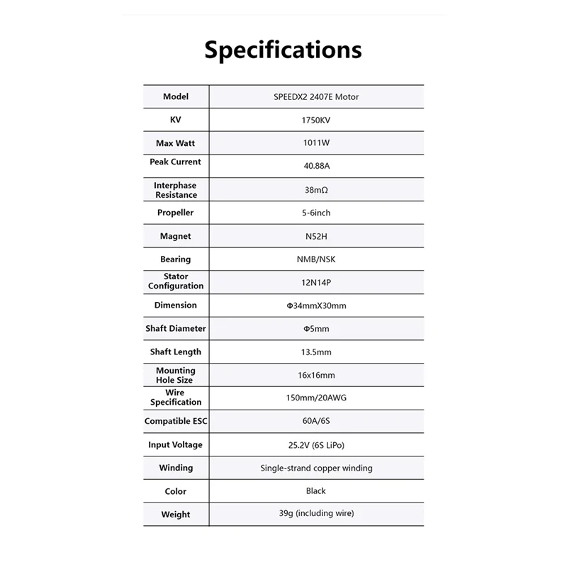 ABKI-SPEEDX2 2407E Motor 1750KV Alto Torque Baixa Potência Uso Para 5-6 Polegadas Corrida FPV Quads Racing RC Drone Multicopter