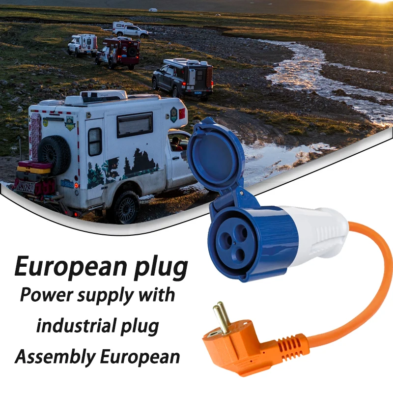 1PCS Caravan Main Power Connection Conversion Cable EU/UK Plug 16A Socket Adapter Caravan Three-Pin Plug 240V Campervan