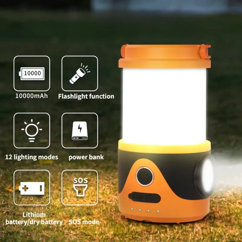 Outdoor Camping Lantern 10000MA Battery Rechargeable Lighting SOS Camping Tent Lamp Bedroom Bedside Night Light