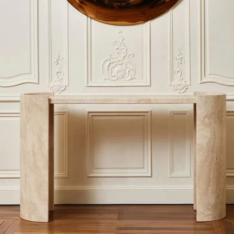 

Luxury natural stone aesthetics clinic living room furniture hotel corridor table travertine console table