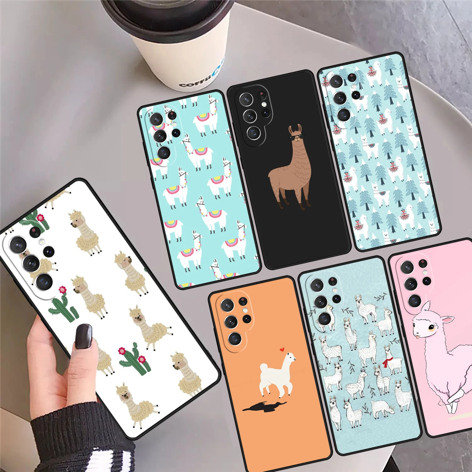 Llama Alpaca Pattern Phone Case Cover Coque For Samsung Galaxy S24 Ultra 23 S22 Plus S21 FE S20 S8 S9 S10 Note 10 Pro Note 20