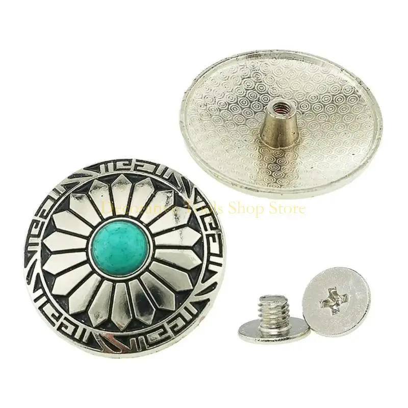 QX2E 5 PCS 25MM أزرار زهرة مستديرة الأزرار الزواج الزواج من الجلد
