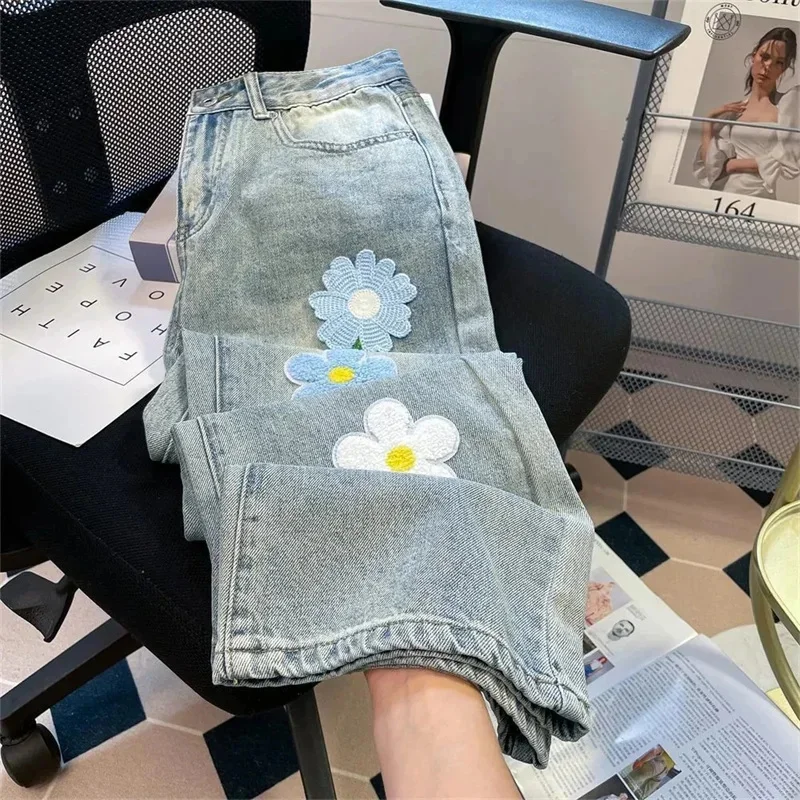 Pantalones vaqueros holgados de cintura alta para mujer, pantalones vaqueros rectos versátiles a la moda, novedad de 2026