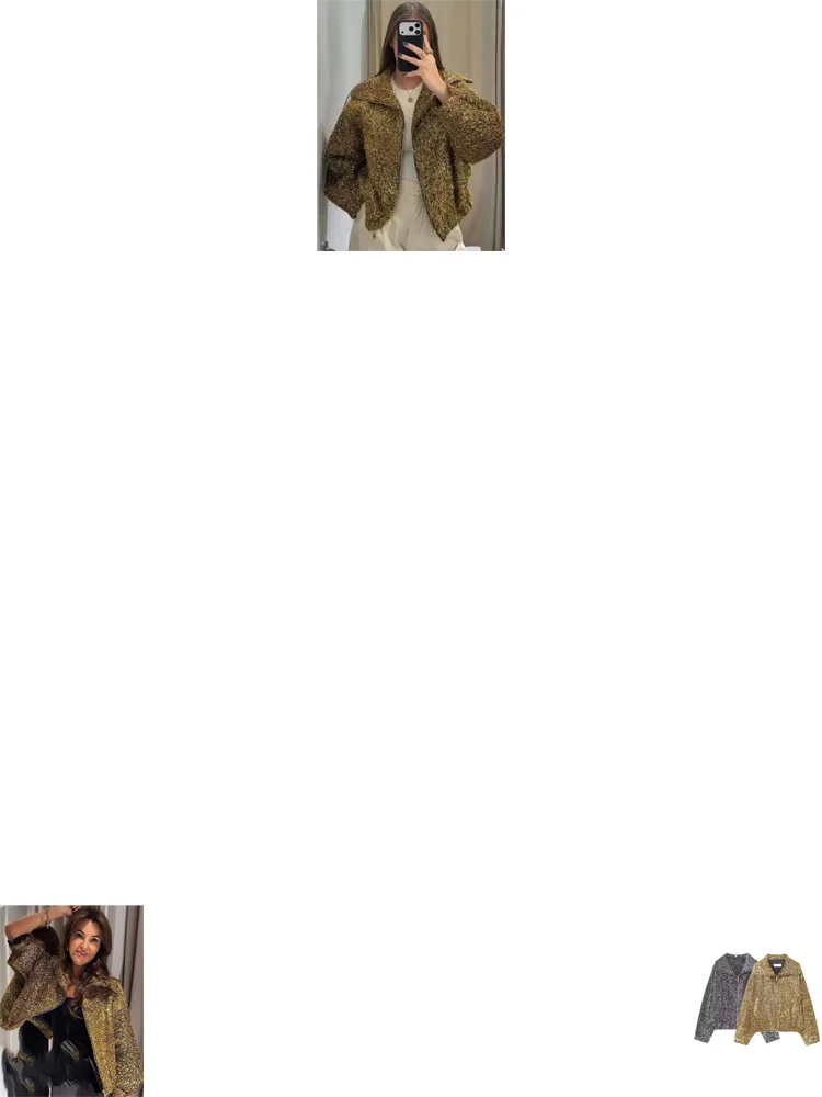 

HH Women Autumn Fashion Metallic Color Line Turn-down Collar Long Sleeve Jacket Female Casual Zipper Pockets Pilot Coat Mujer