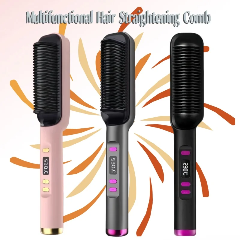 Multifunctional Styling Comb for Straight Curly and Soft Hair Temperature Control Rapid Heating Hair Straightener and Curler Too