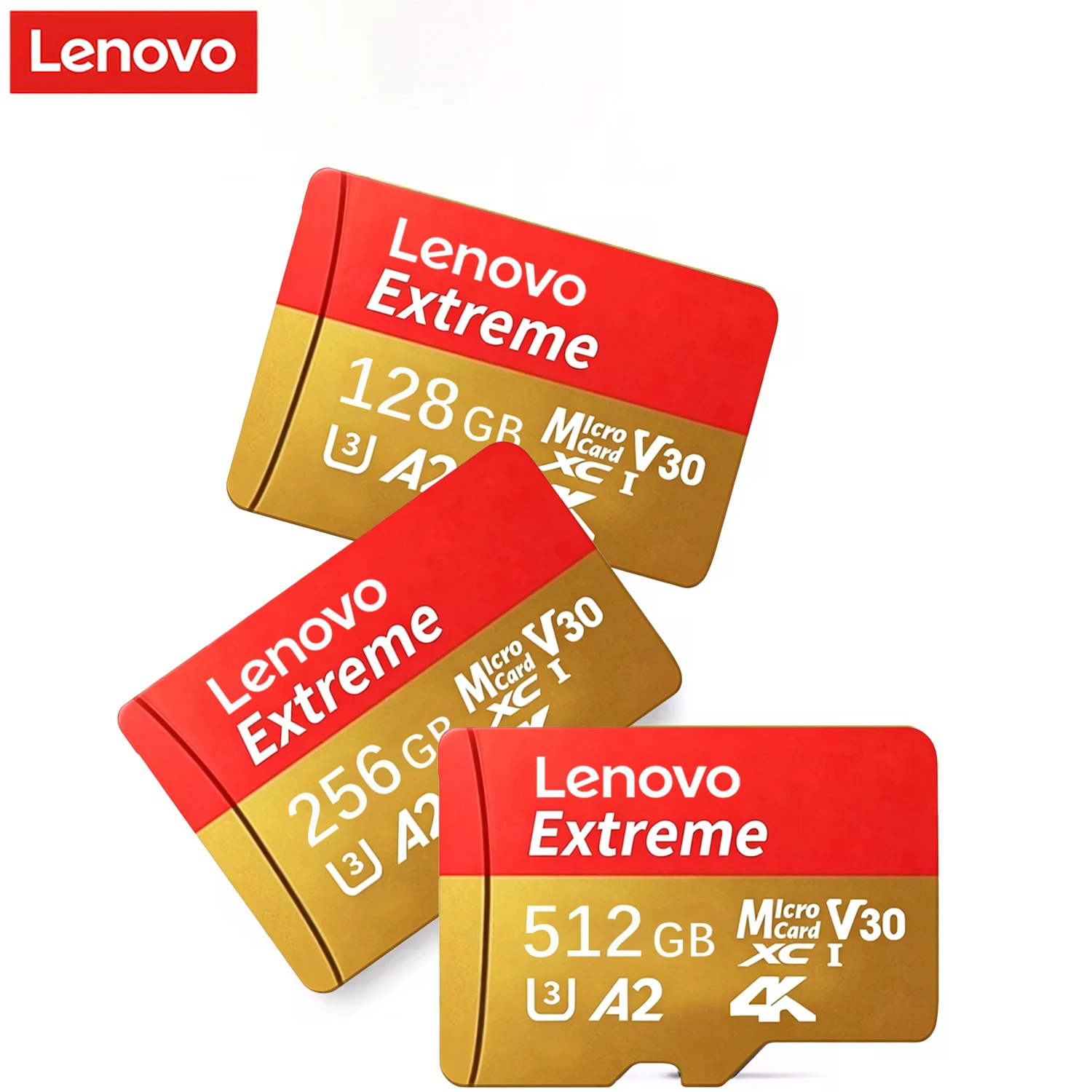 Karta pamięci Micro SD Lenovo, 512 GB, klasa 10, wysoka prędkość, karta TF Flash, U3, V30, karta Mini SD do aparatów fotograficznych, telefonów i innych urządzeń. — zdjęcie produktu 2