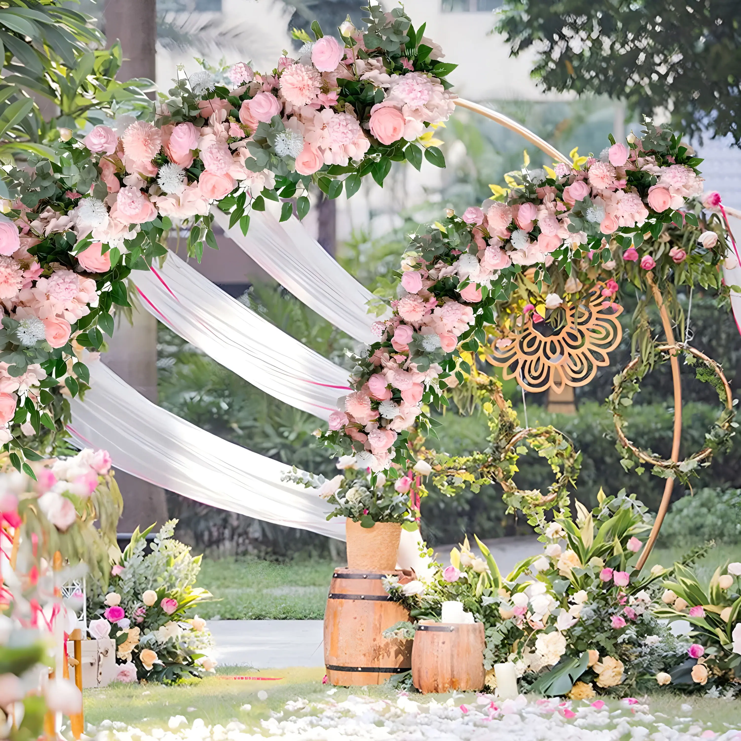 

50/100cm Luxury White Rose Artificial Flower Row Table Centerpiece DIY Wedding Backdrop Wall Arches Decor Party Stage Floral