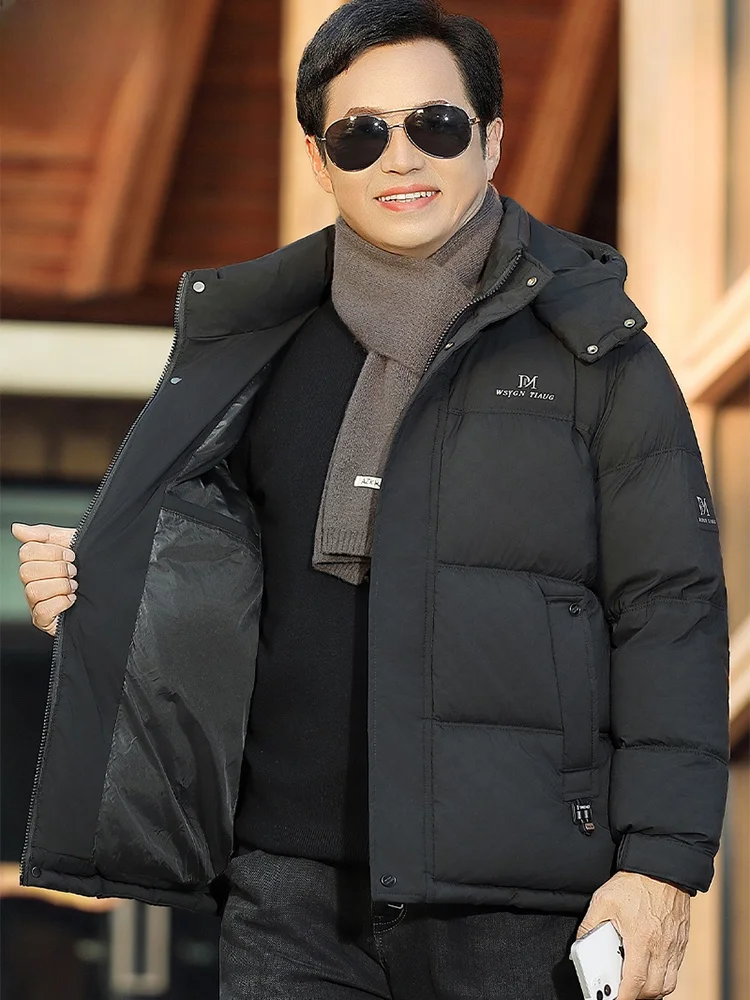

Thiened Cotton Jaet with Hood for Middle-Aged And ly Men Winter Warm Coat Dad Sle Polyester Fiber Long Sve Zipper
