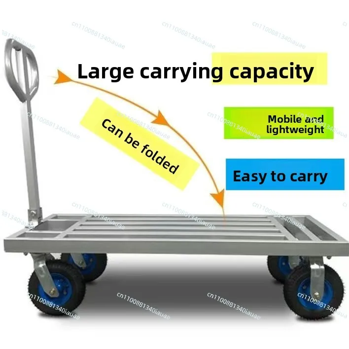 

Pull Goods Trolley Pull Goods Flat Trolley Foldable Heavy Duty Flatbed Four Wheels