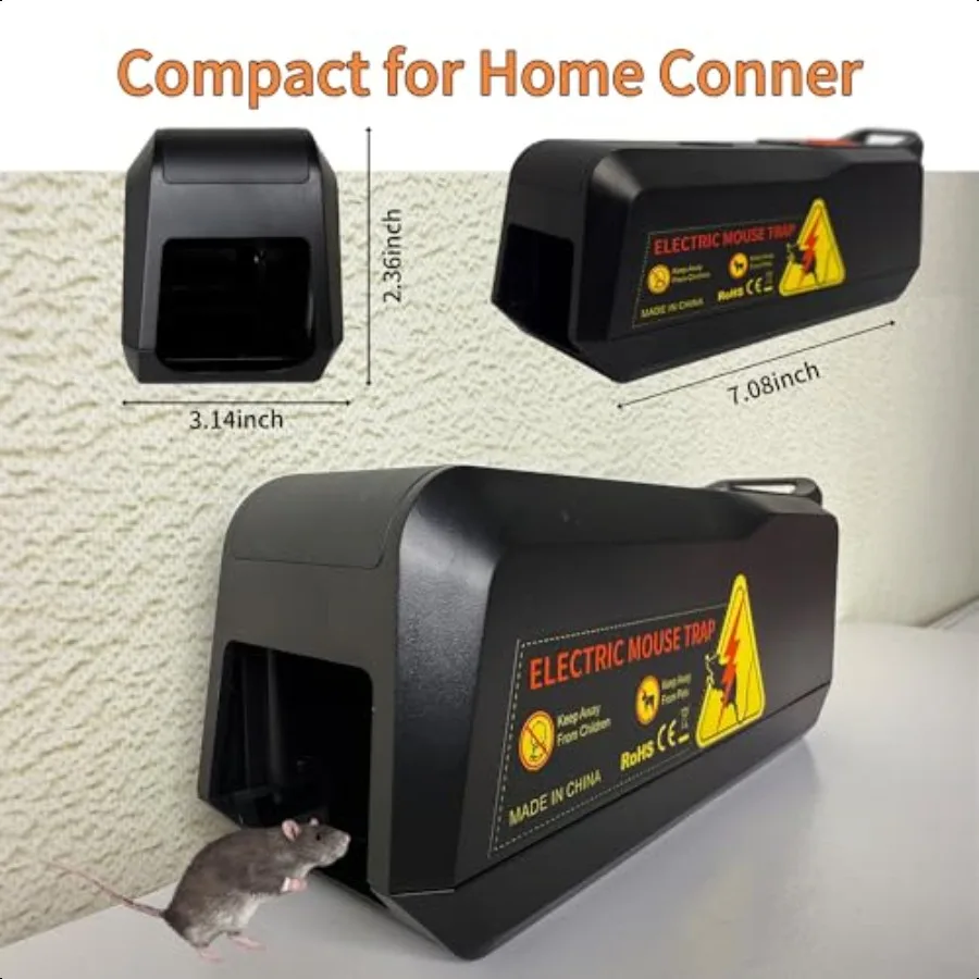 Electric Mouse Trap lndoor Reusable Humane Trap with Ant Escape Design Rodent Zapper Strong Voltage Efective for Mice in Living