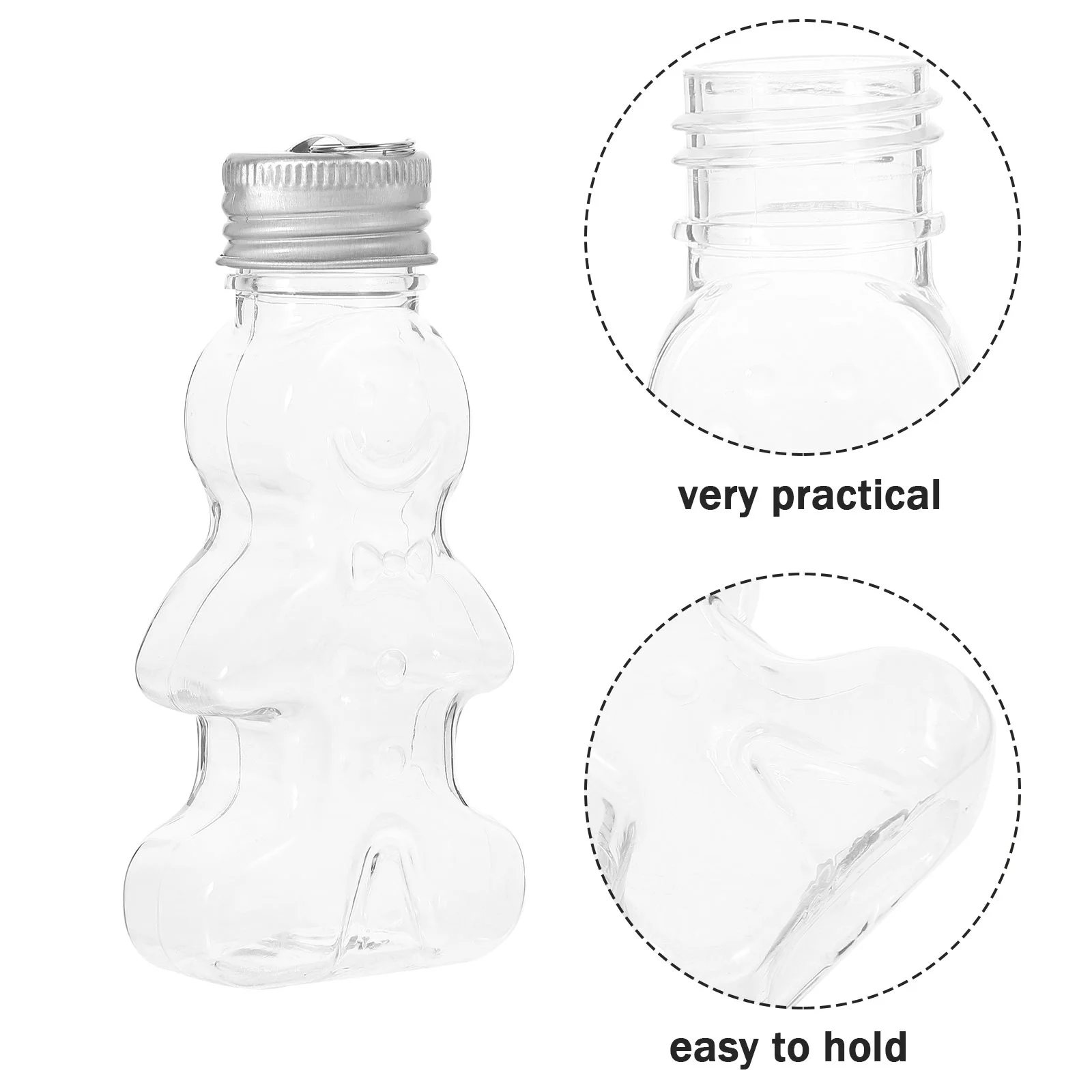 10 Pcs Water Bottles Christmas Plastic with Caps Feeding Container Silver Empty