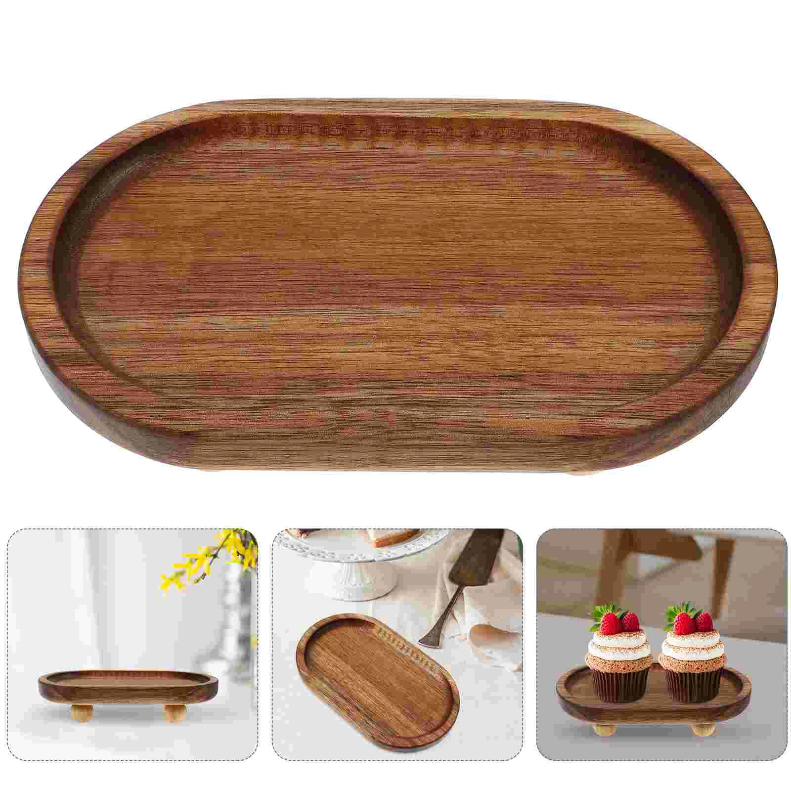 

Sundries Storage Tray Dining Room Table Decor Display Stand for Bathroom Soap Oval Riser Aromatherapy Pedestal Wooden Counter