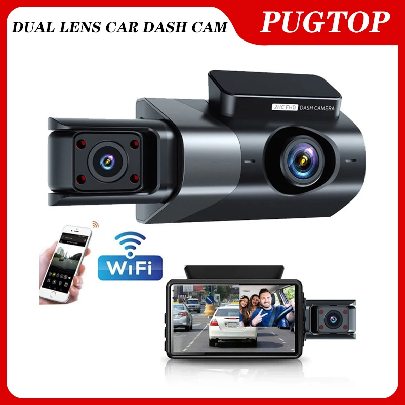 2 lenti anteriore all\'interno Dash Cam per auto Black Box HD 1080P videoregistratore per auto WIFI Night View G-sensor registrazione in Loop DVR