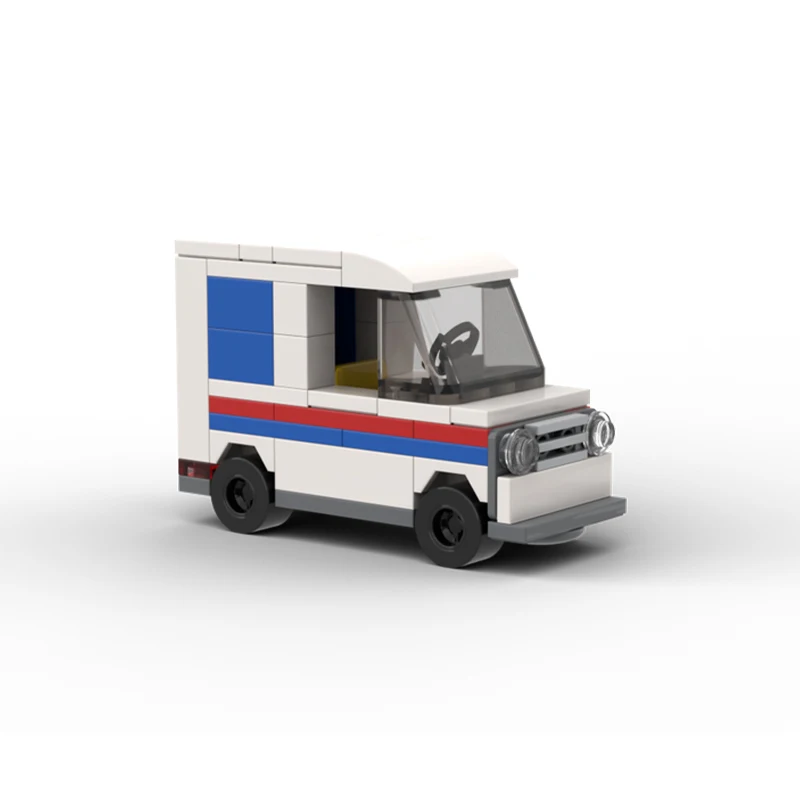 

73pcs MOC Vintage Mail Truck DIY Model Building Blocks Birthday Toys Gift for City Lovers