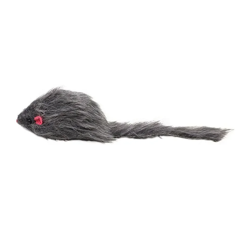 18cm False Mouse Cat Pet Toys Cat Long-haired Tail Mice Soft Real Rabbit Fur Furry Plush Cat Toy For Pet Cats Dogs