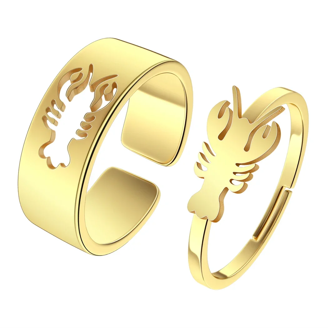 Kinitial Stainless Steel Lobster Matching Promise Ring For Couples Craft Your Most Treasured Moment Into a Couple Ring