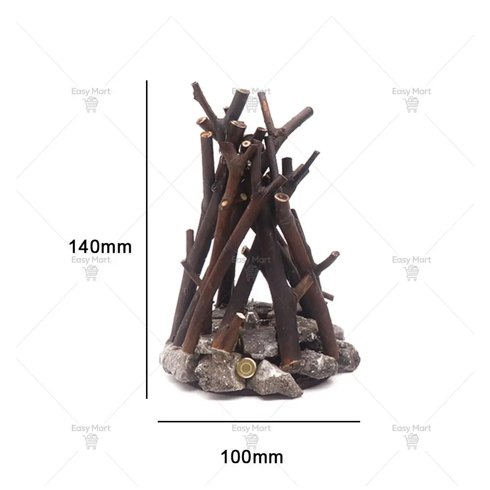 Creative Night Light Simple Retro Decoration Handmade Tree Branch Shape Burning Bonfire Three-Dimensional Desktop Ornament