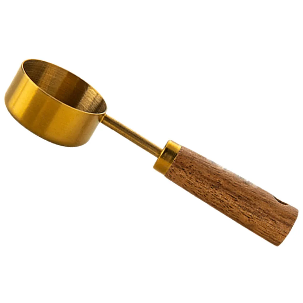 

Mini Spoon Measuring Cup Wooden Handle Stainless Steel Coffee Beans Powder Kitchen Baking Accessory Creative Measuring Tool