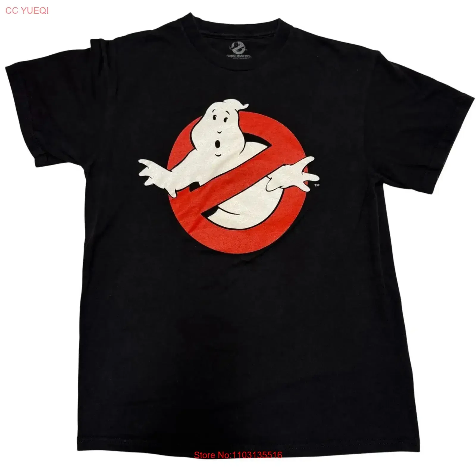Camiseta negra para adultos con estampado de logotipo clásico Ghostbuster No Ghost, ropa de calle vintage lavada, ropa de diseñador de moda, transpirable
