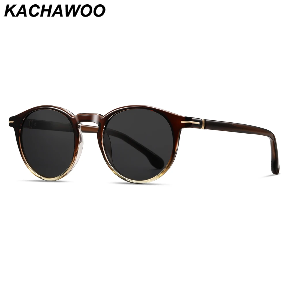 

Kachawoo круглые поляризационные солнцезащитные очки мужские TR90 ацетатные коричневые черные ретро солнцезащитные очки для женщин трендовые аксессуары летние оттенки