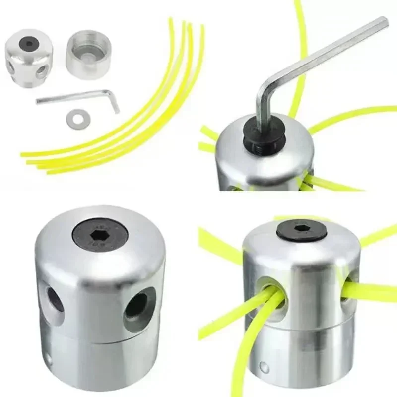 Universal Aluminum Trimmer Head with Four Trimmer Lines for Brush Cutter Grass Trimmer Head Replacement Tool Part