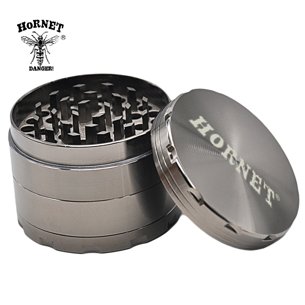 HORNET Tobaco Herb Amoladora Zinc Alloy 4 Part 56 MM Metal Herb Amoladora with Diamond Teeth Hand Miller Spice Mill Crusher