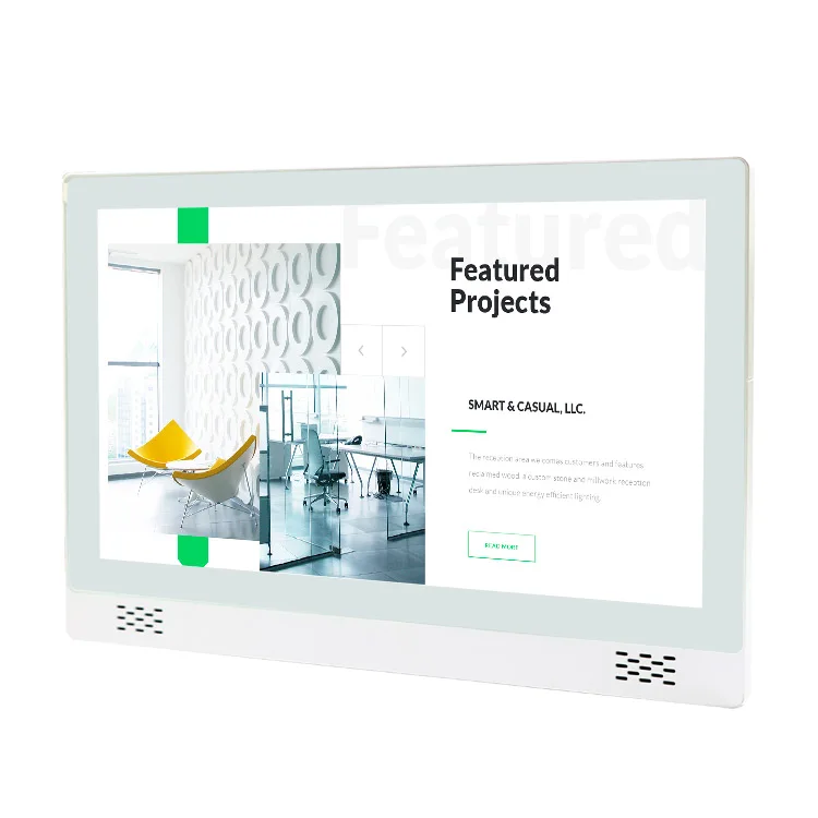 Smart Touch Panel 21.5 Inch Android / Win 10 AIO Digital Signage Wall Mount Android Tablet With Front Speakers