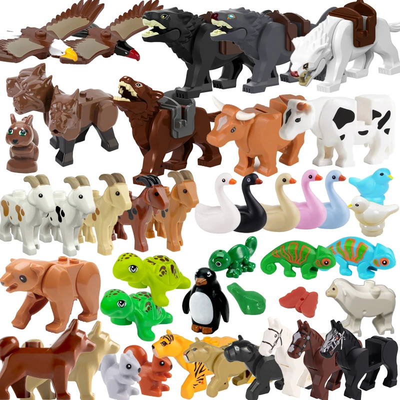 Animal Building Blocks Model Toys para crianças, urso, leopardo, cachorro, cavalo, vaca, ovelha, tartaruga, fazenda, zoológico, acessórios, mini tijolos, educacionais, bricolage