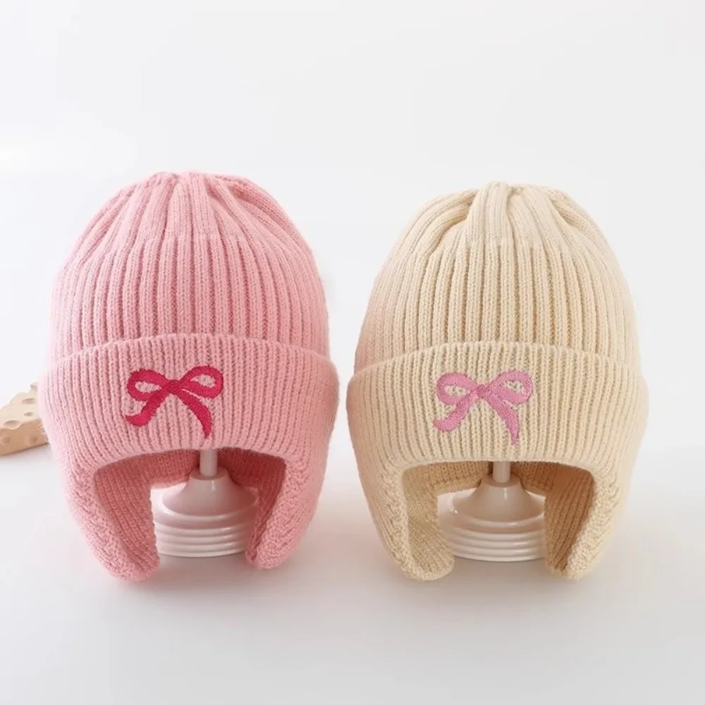 

Новый вязаный пуловер, теплая ветрозащитная шапка-бини, холодостойкая шапка с бантом и вышивкой, защитная шапка для ушей