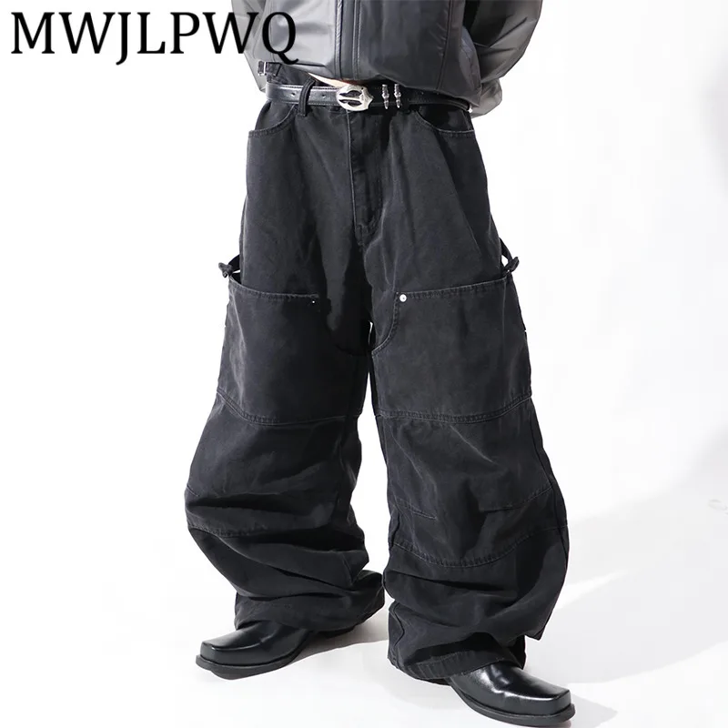 

MWJLPWQ New Vintage Cargo Trousers For Men Washed Large Pocket Loose Fit Unisex Casual Pants 2025 Autumn Fashion New 12444