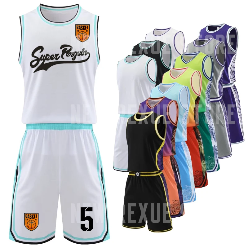 

Men Children Basketball Jersey Personalize Team Adult Youth Sports Sleeveless Basketball Shirt Uniforms Jersey Clothes Big Size