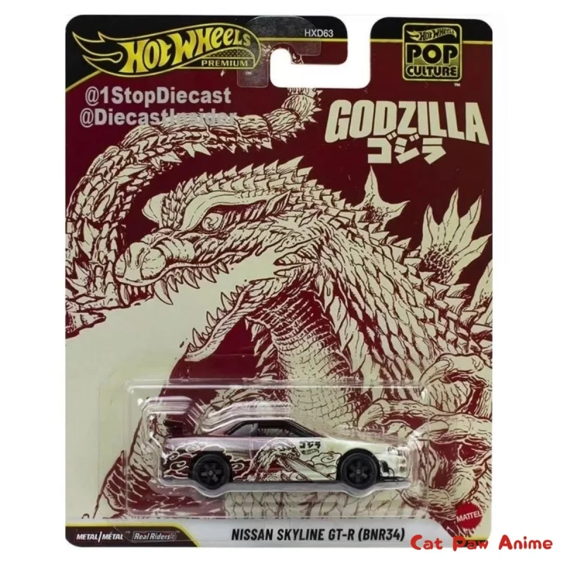 سلسلة الثقافة الترفيهية من Hot Wheels Nissan GTR Godzilla Stranger Things BMW Lincoln Alloy لعبة مجسمة للسيارة لهواة الجمع